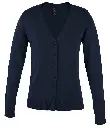 SOL'S Ladies Golden Cotton Acrylic V Neck Cardigan 90012 NAVY FRONT.webp