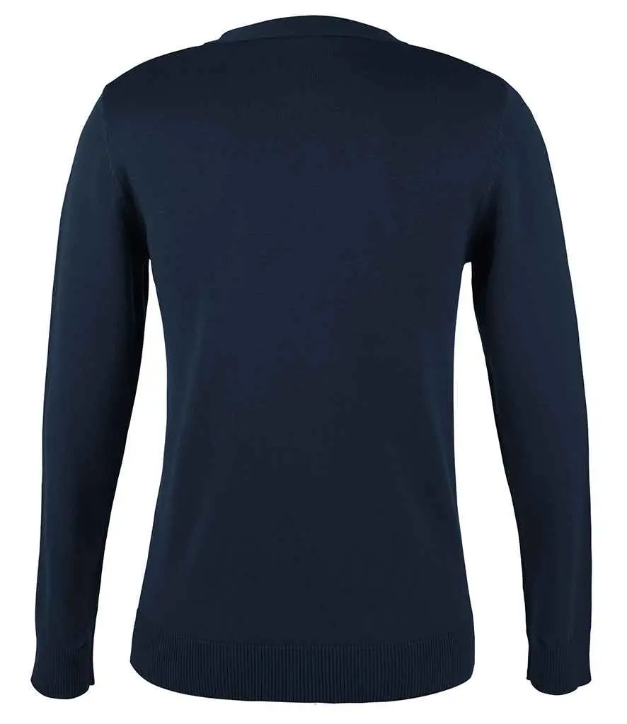 SOL'S Ladies Golden Cotton Acrylic V Neck Cardigan 90012 NAVY BACK.webp