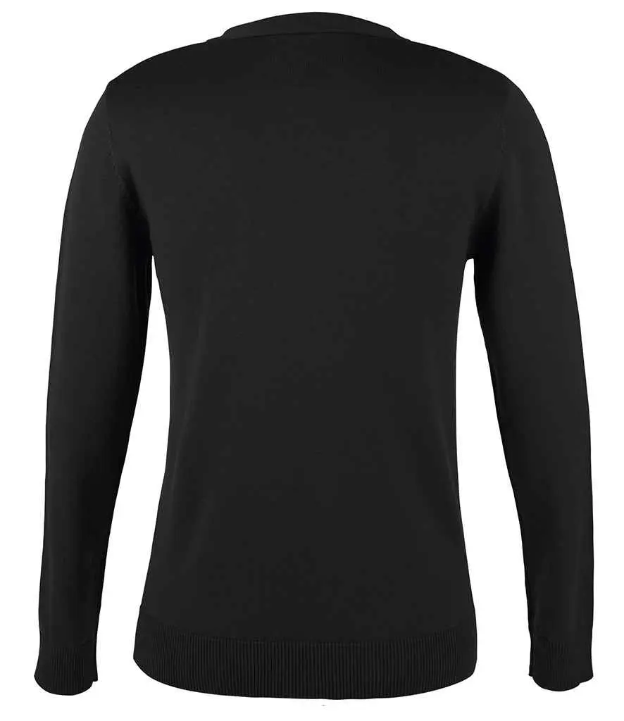 SOL'S Ladies Golden Cotton Acrylic V Neck Cardigan 90012 BLACK BACK.webp