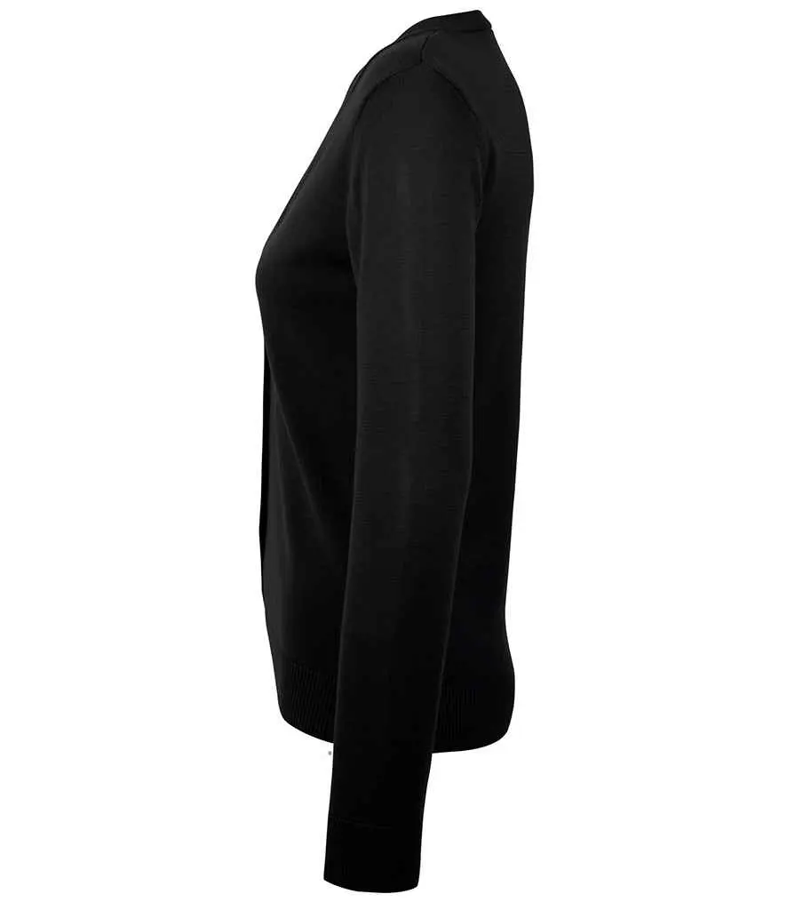 SOL'S Ladies Golden Cotton Acrylic V Neck Cardigan 90012 BLACK SIDE.webp