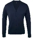 SOL'S Golden Cotton Acrylic V Neck Cardigan NAVY FRONT.webp