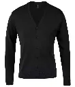SOL'S Golden Cotton Acrylic V Neck Cardigan BLACK FRONT.webp