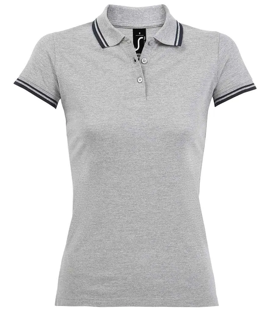 SOL'S Ladies Pasadena Tipped Cotton Piqué Polo Shirt 10578 GRNV FR.webp