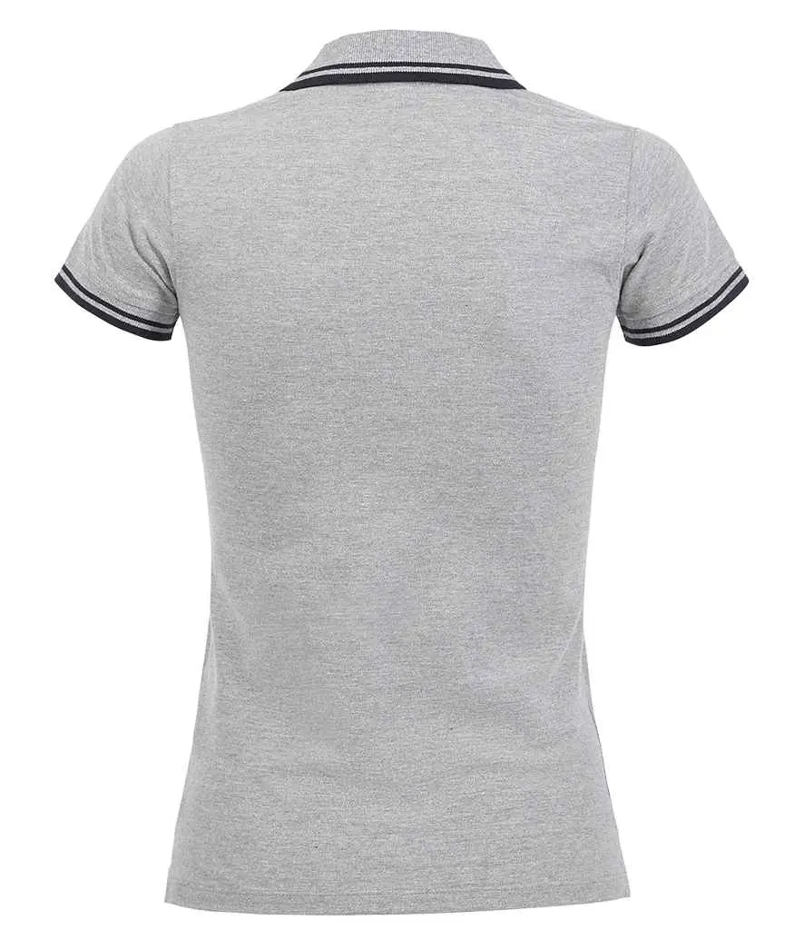SOL'S Ladies Pasadena Tipped Cotton Piqué Polo Shirt 10578 GRNV BK.webp