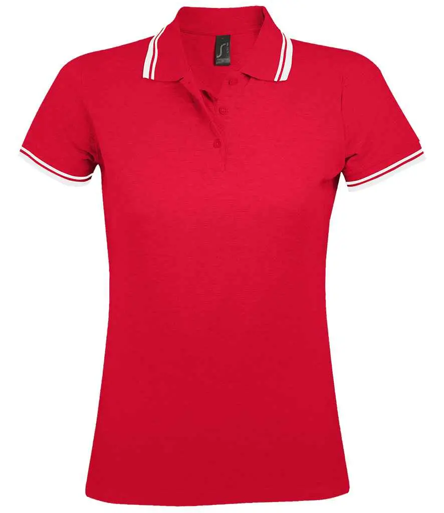 SOL'S Ladies Pasadena Tipped Cotton Piqué Polo Shirt 10578 RDWH FR.webp