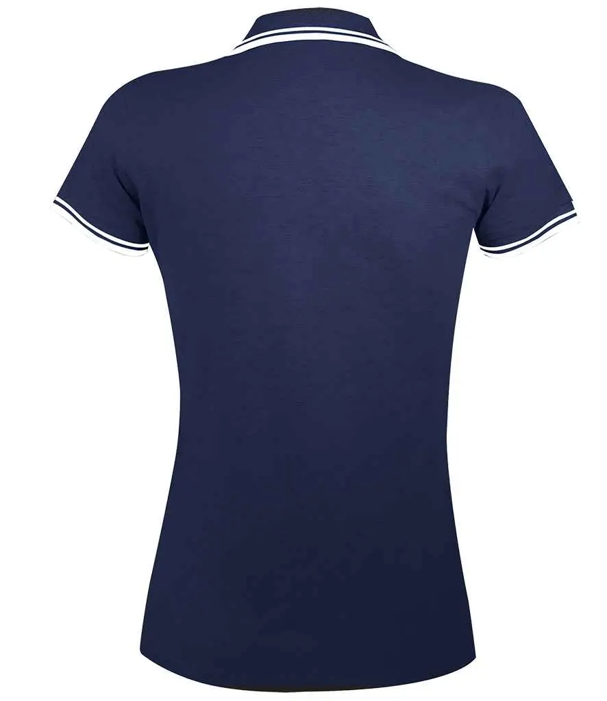 SOL'S Ladies Pasadena Tipped Cotton Piqué Polo Shirt 10578 FNWH BK.webp