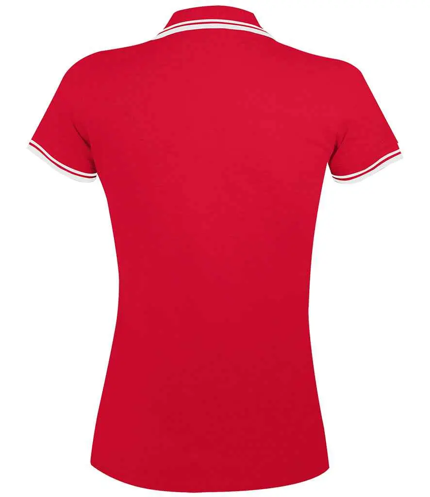 SOL'S Ladies Pasadena Tipped Cotton Piqué Polo Shirt 10578 RDWH BK.webp
