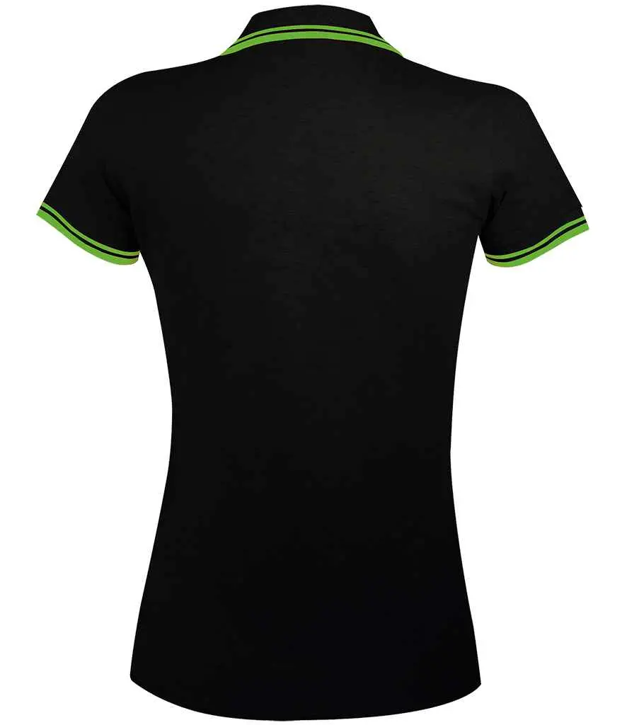 SOL'S Ladies Pasadena Tipped Cotton Piqué Polo Shirt 10578 BKLI BK.webp