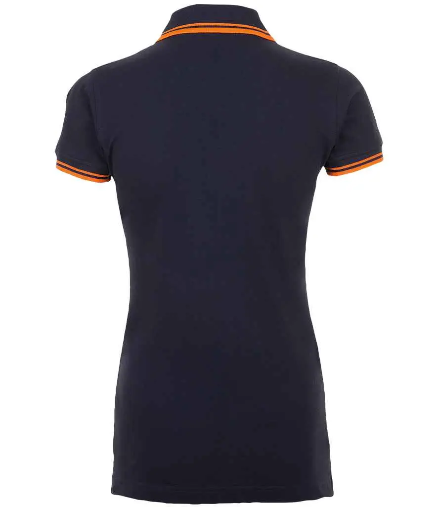 SOL'S Ladies Pasadena Tipped Cotton Piqué Polo Shirt 10578 FNOR BK.webp