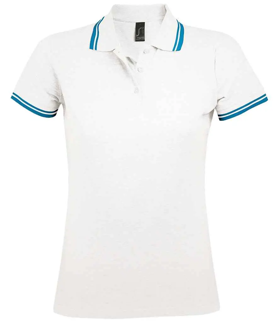SOL'S Ladies Pasadena Tipped Cotton Piqué Polo Shirt 10578 WHAQ FR.webp