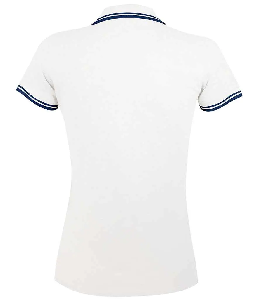 SOL'S Ladies Pasadena Tipped Cotton Piqué Polo Shirt 10578 WHNV BK.webp