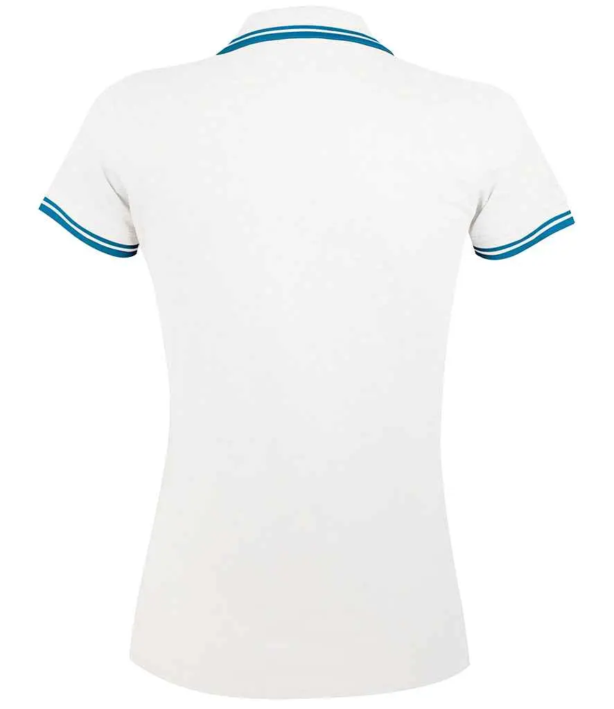 SOL'S Ladies Pasadena Tipped Cotton Piqué Polo Shirt 10578 WHAQ BK.webp