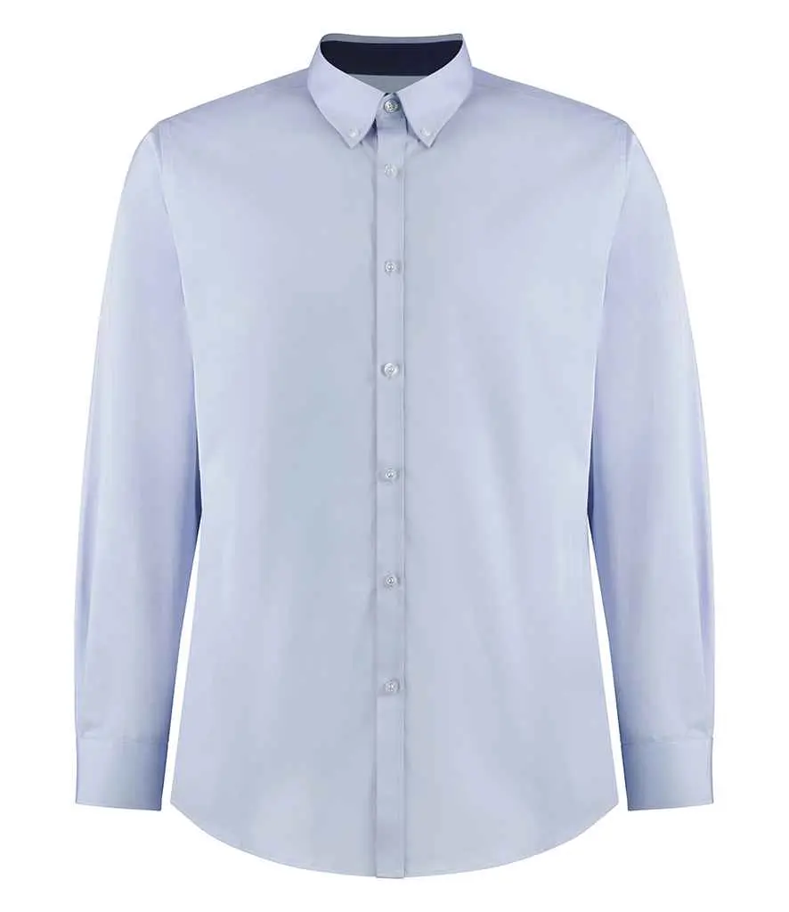 Kustom Kit Contrast Premium Oxford Shirt KK190 Light Blue Navy.webp
