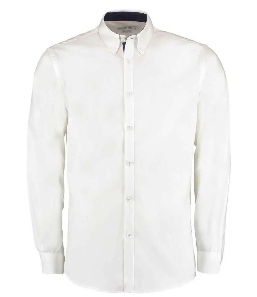 Kustom Kit Contrast Premium Oxford Shirt KK190 White Navy.webp