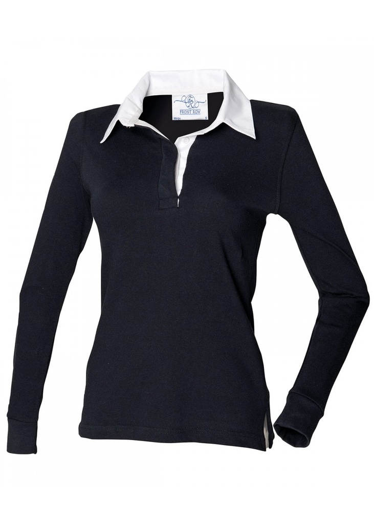 Front Row Womens Long Sleeve Plain Rugby Shirt FR101