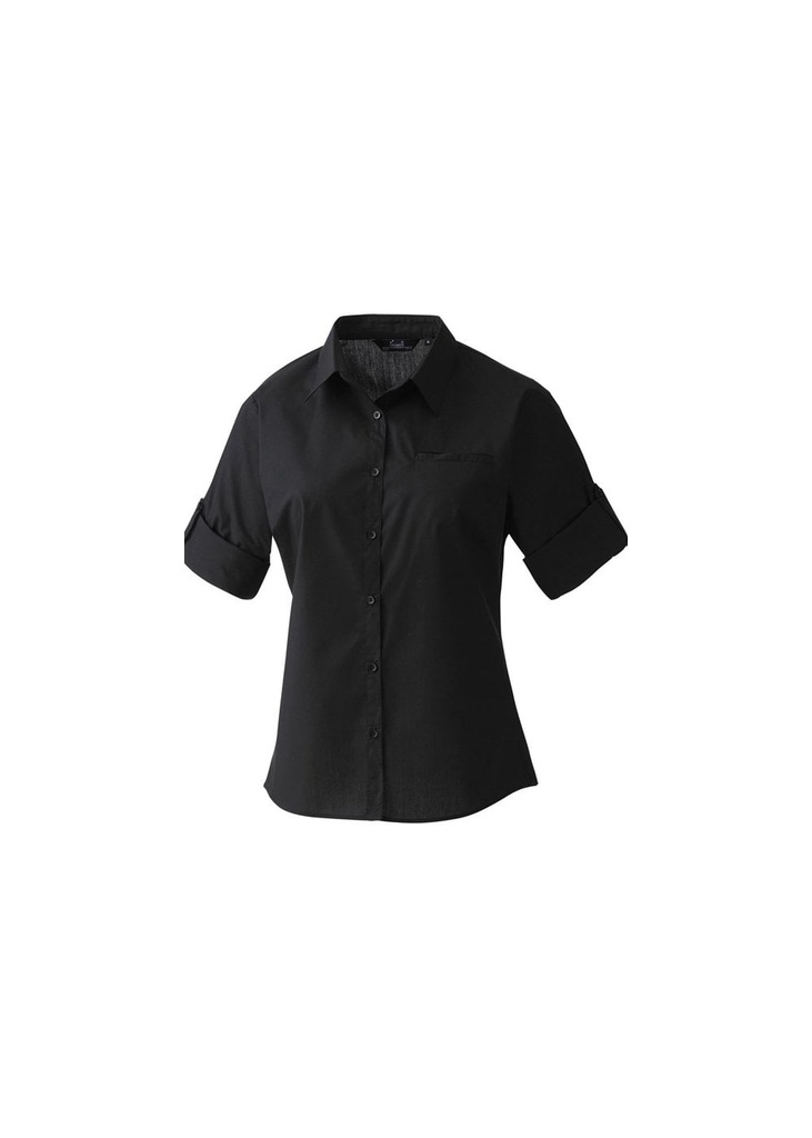 Premier Womens Roll Sleeve Poplin Blouse PR306
