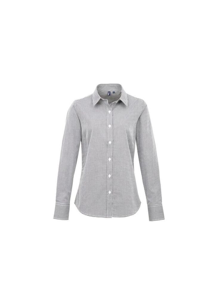 Premier Womens Microcheck (Gingham) Long Sleeve Shirt PR320