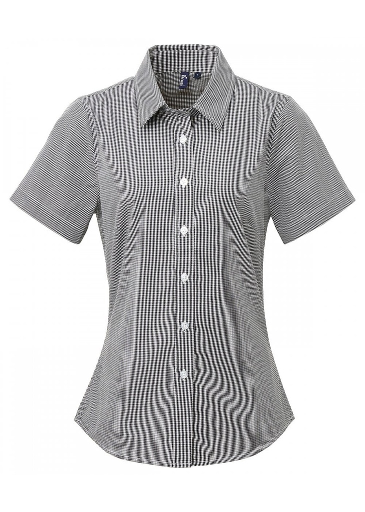 Premier Womens Microcheck (Gingham) Short Sleeve Shirt PR321