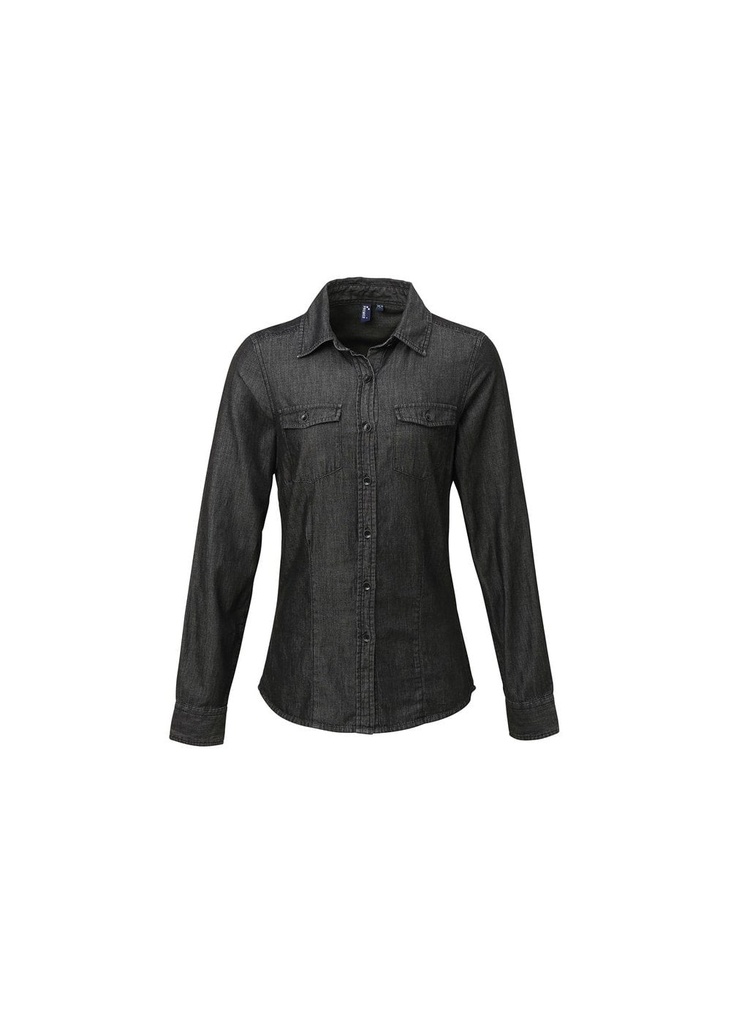 Premier Womens Jeans Stitch Denim Shirt PR322