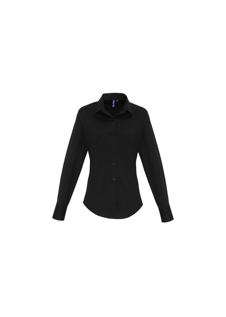 Premier Womens Stretch Fit Cotton Poplin Long Sleeve Blouse PR344