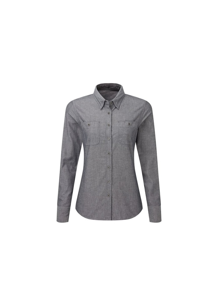 Premier Ladies Organic Fairtrade Certified Long Sleeve Chambray Shirt PR347