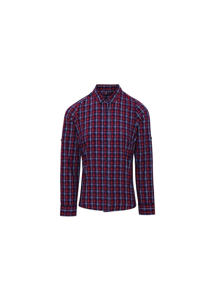 Premier Womens Sidehill Check Cotton Long Sleeve Shirt PR356