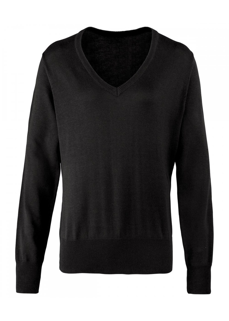 Premier Ladies Knitted Cotton Acrylic V Neck Sweater PR696