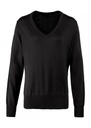 Premier Ladies Knitted Cotton Acrylic V Neck Sweater PR696