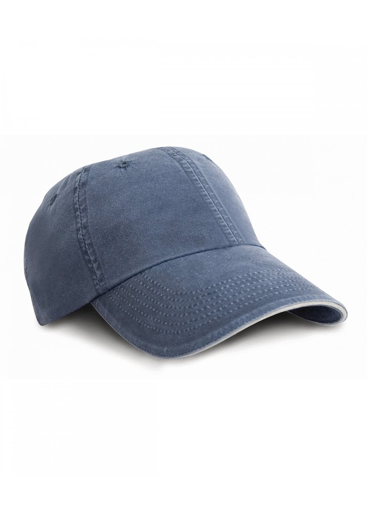 Result Headwear Washed Fine Line Cotton Cap With Sandwich Peak RC54X