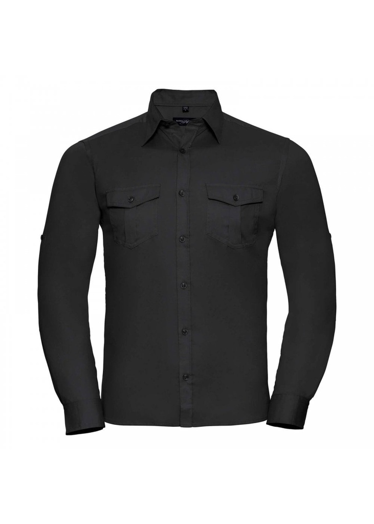 Russell Collection Mens Roll Long Sleeve Fitted Twill Shirt R918M