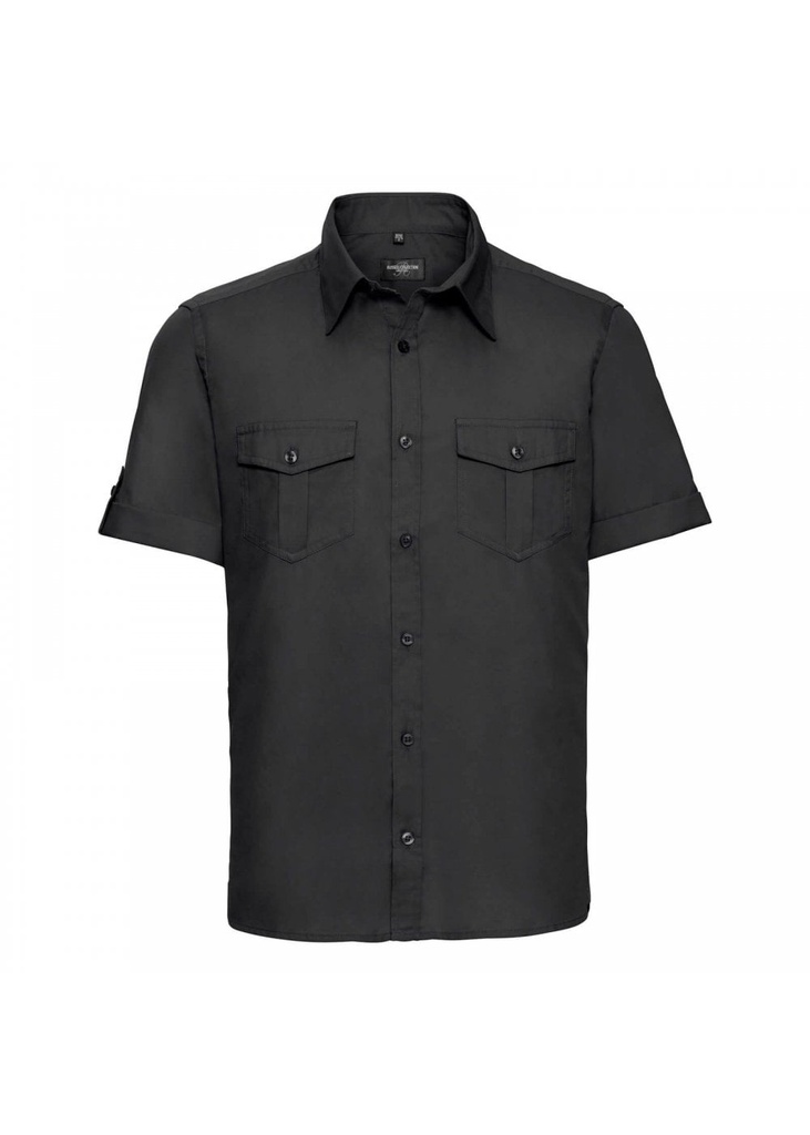 Russell Collection Mens Roll Short Sleeve Fitted Twill Shirt R919M