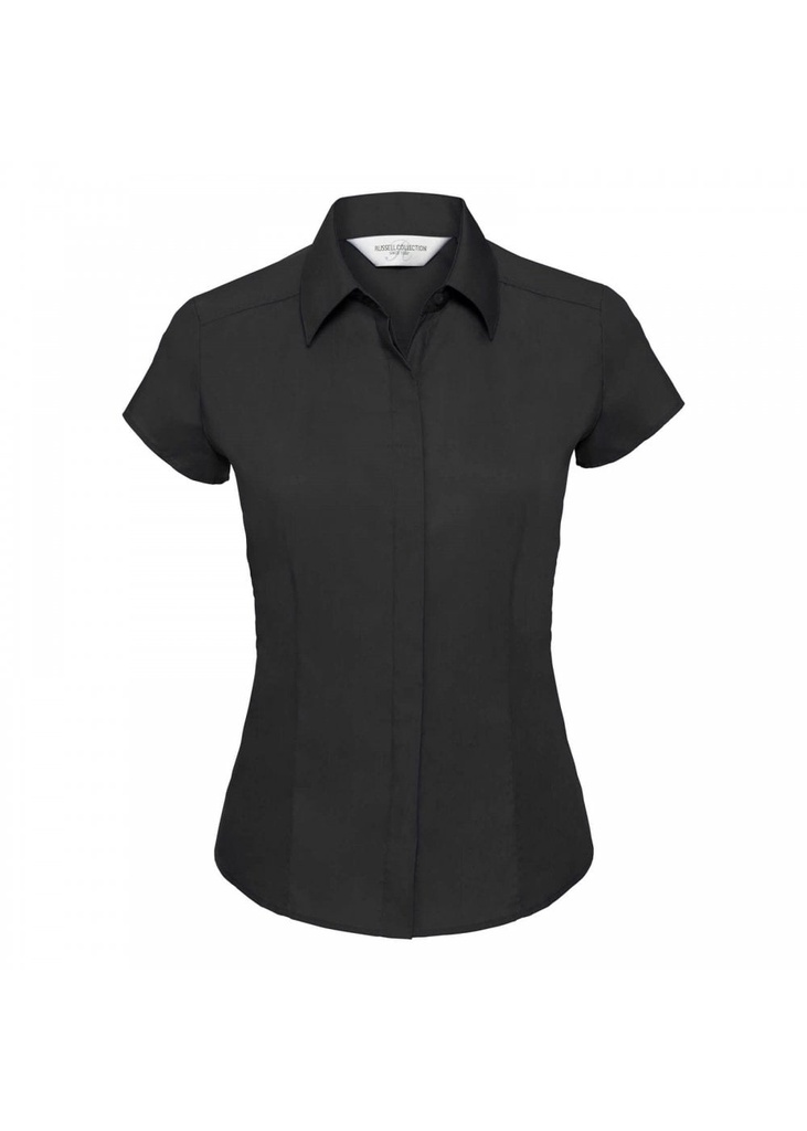 Russell Collection Ladies Cap Sleeve Fitted Polycotton Poplin Shirt R925F