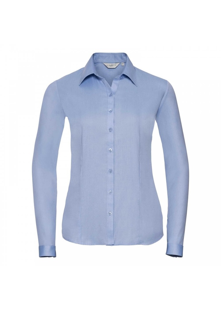 Russell Collection Ladies Long Sleeve Tailored Herringbone Shirt R962F
