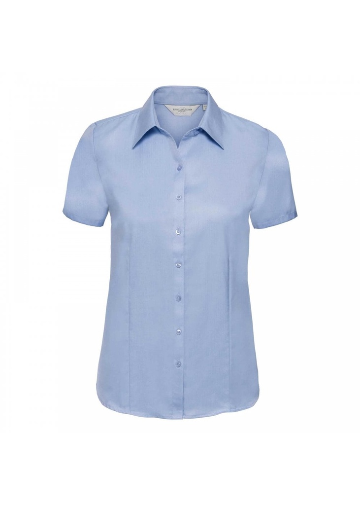Russell Collection Ladies Short Sleeve Tailored Herringbone Shirt R963F