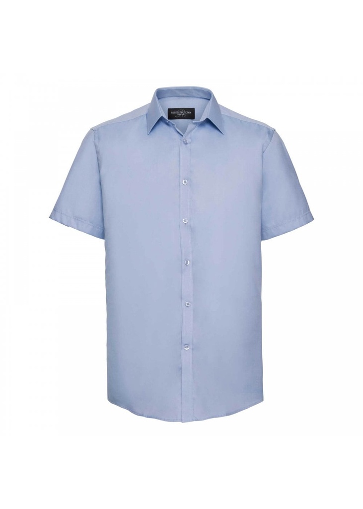 Russell Collection Mens Short Sleeve Tailored Herringbone Shirt R963M