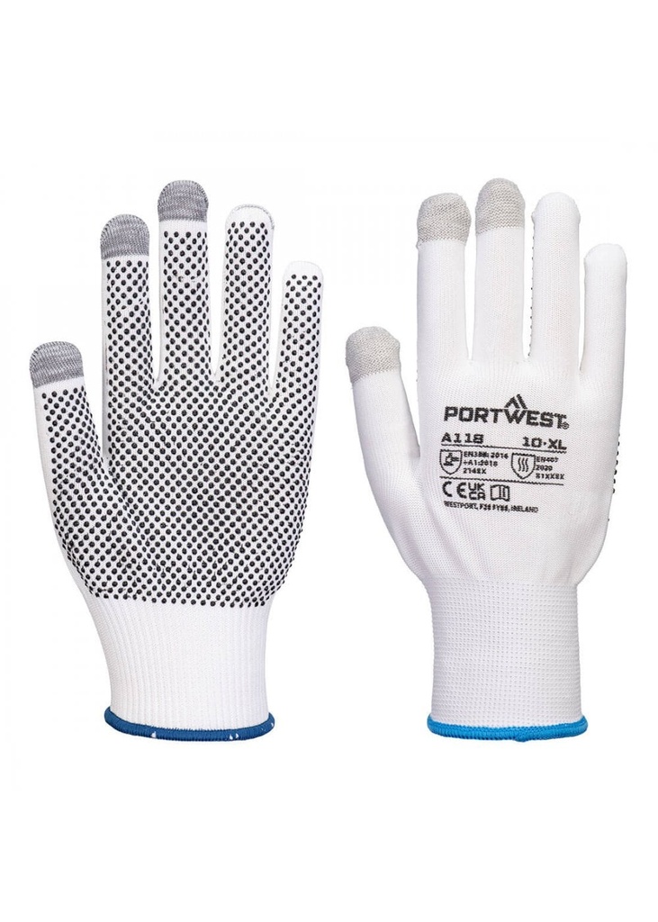 Portwest Grip 13 PVC Dotted Touchscreen Glove (Pk12) A118