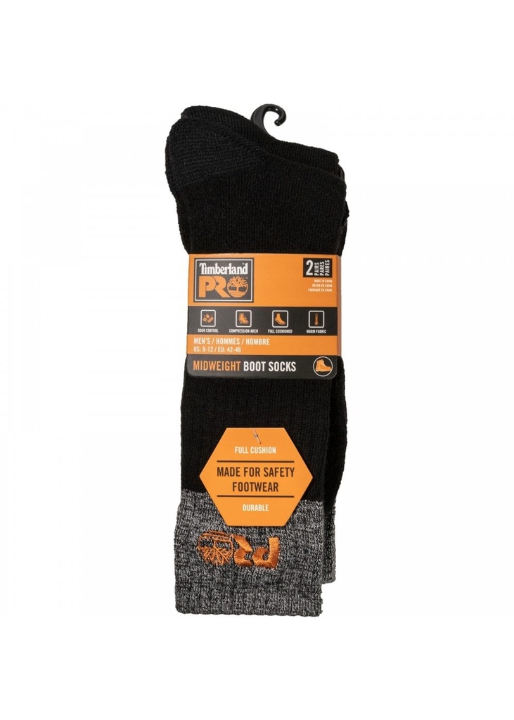 Timberland Pro Mens Colour Block Full Cushion Boot Sock 2 Pack 34039