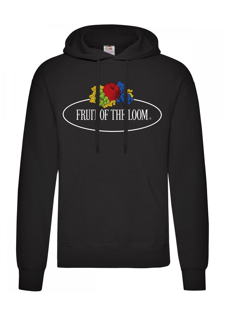 Fruit Of The Loom Vintage Hooded Sweatshirt Large Logo Print 12208A