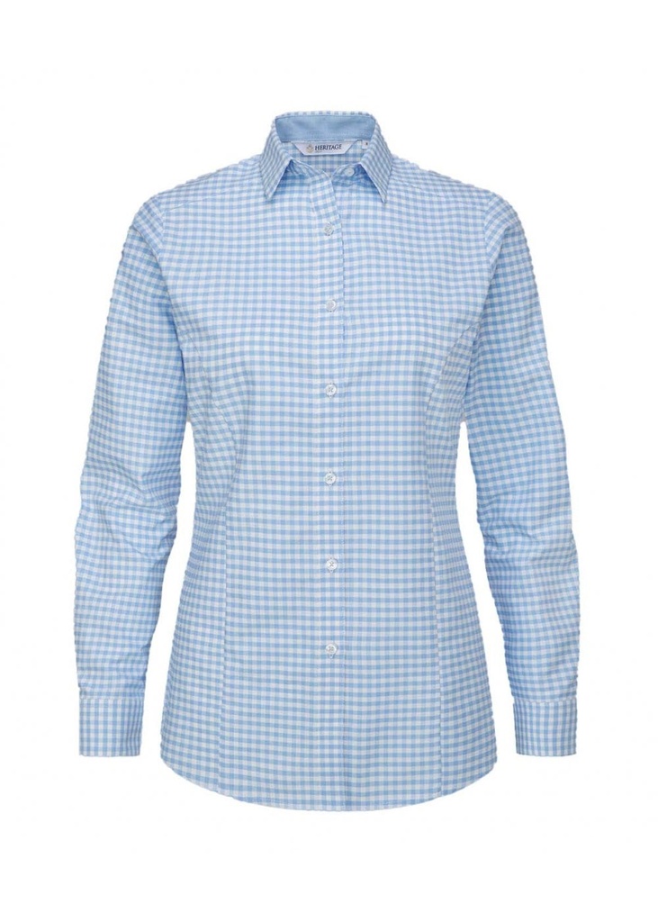Disley Elsa Checked Oxford Long Sleeve Uniform Blouse DS_EL50LS