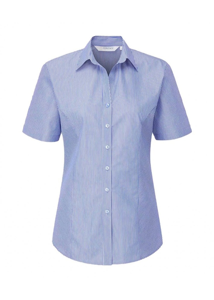 Disley Ailish Striped Short Sleeve Uniform Blouse DS_LH14SS