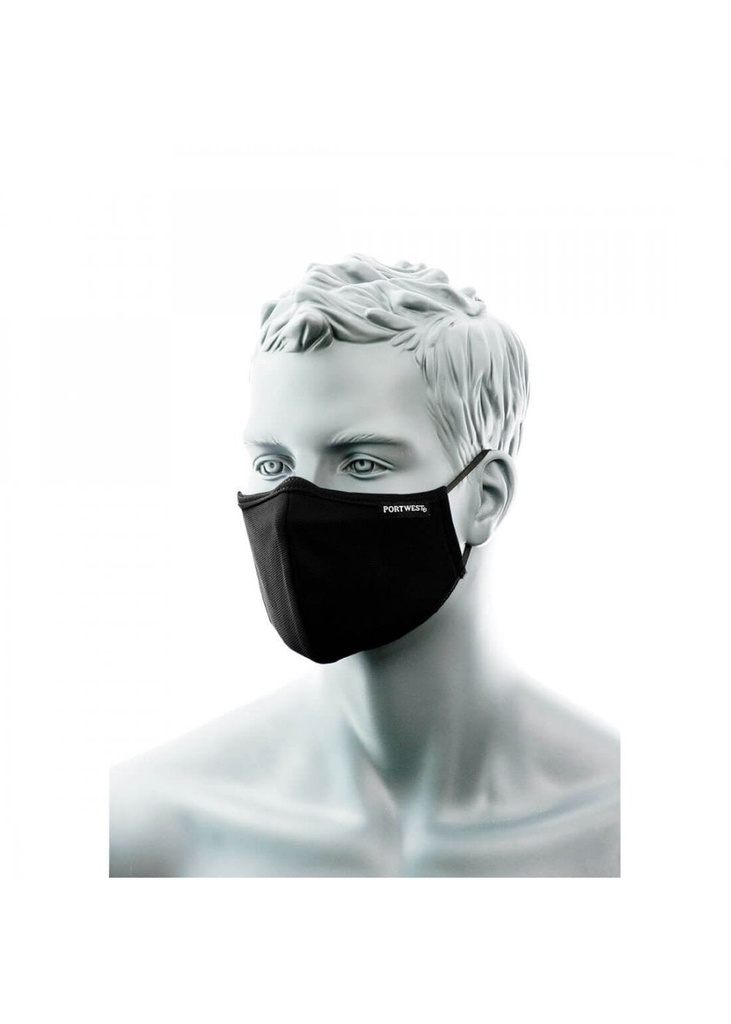 Portwest 3-Ply Anti-Microbial Fabric Face Mask with Nose Band (Pk25) CV35