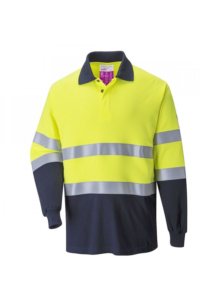 Portwest Flame Resistant Anti-Static Two Tone Polo Shirt FR74