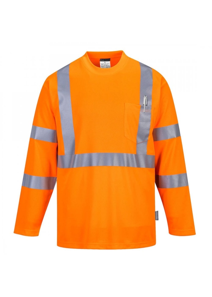 Portwest Hi-Vis Long Sleeve Pocket T-Shirt S191