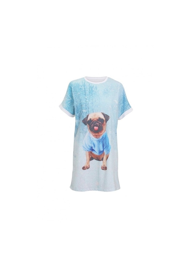 Christmas Shop Pug Night Dress CS043