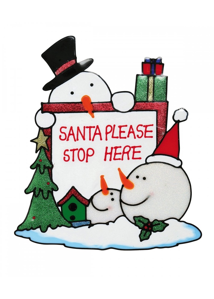 Christmas Shop 'Santa Stop Here' Window Cling Decoration CS309