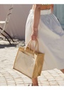Westford Mill Cotton Pocket Natural Starched Jute Midi Tote W483