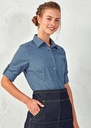 Premier Womens Poplin Cross-Dye Roll Sleeve Shirt PR317