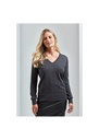 Premier Ladies Knitted Cotton Acrylic V Neck Sweater PR696
